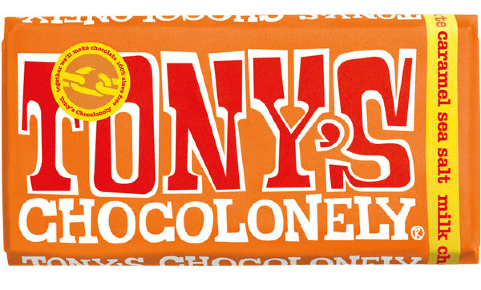 Tony's Chocolonely Milk Chocolate Caramel Sea Salt 180g - Pack of 4 Bars