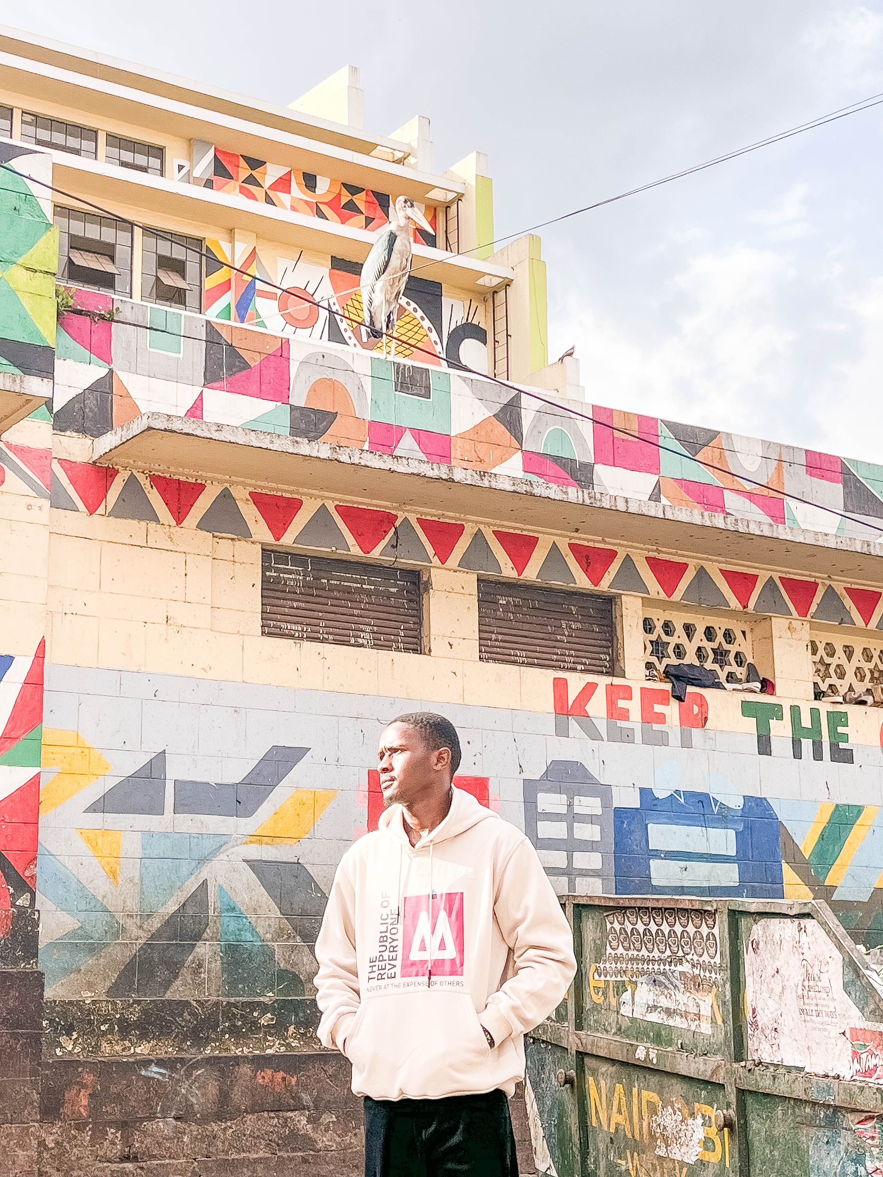 Moyee coffee culture image with a colourful Nairobi wall